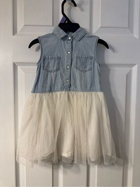 OshKosh B'gosh Light Blue Denim Top with White Tulle Skirt Dress